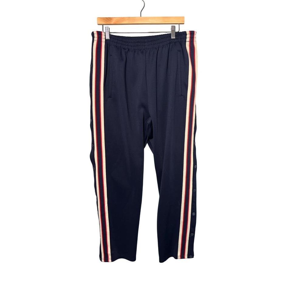Cult of Individuality Mens Track Pants L Tearaway Blue Side Stripe Snap Button